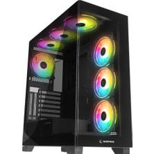 Rampage Hydra V3 Black Temperli Camlı Siyah 7*12CM Rgb Fan Atx Mid-T Exclusive Gaming Oyuncu Kasası