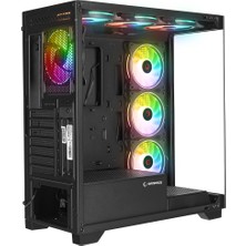 Rampage Hydra V3 Black Temperli Camlı Siyah 7*12CM Rgb Fan Atx Mid-T Exclusive Gaming Oyuncu Kasası