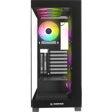 Rampage Hydra V3 Black Temperli Camlı Siyah 7*12CM Rgb Fan Atx Mid-T Exclusive Gaming Oyuncu Kasası