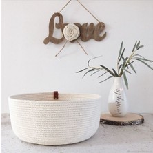 Karelim Home Çok Amaçlı Dekoratif Organizer Jüt Ip Beyaz Sepet 25X12