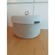 Karelim Home Çok Amaçlı Dekoratif Organizer Hasır Kapaklı Sepet 25X15