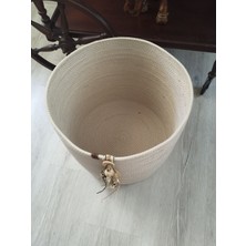 Karelim Home Çok Amaçlı Dekoratif Organizer Jüt Ip Ekru Sepet 35X35