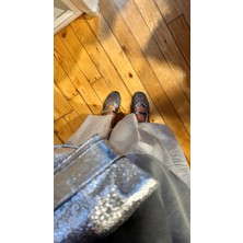 Eataly Shoes Cody Gümüş Simli File Kemer Detaylı Babet