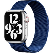 Gpack Apple Watch Se 40 mm Kordon Hasır Metal Örgülü Ayarlanabilir BAND01 Mavi