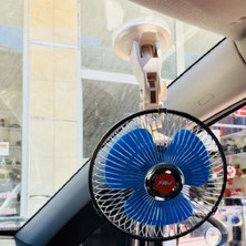 Temiz Pazar Oto Vantilatör Çap 18 cm Vantuzlu Döner Başlıklı 12V Araç Içi Fan