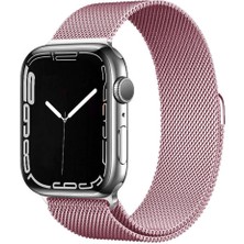 Gpack Apple Watch Se 40 mm Kordon Hasır Metal Örgülü Ayarlanabilir BAND01 Pembe