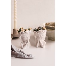 Lalezen Home Ikili Çiçekli Kız Kardeşler Dekor Vazo (Çiçekler Dahildir)