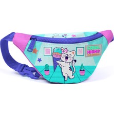 Coral High Kids Dondurmalı Kedi Desenli Turkuaz Pembe Bel Çantası 11503