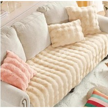 Baladi Home Kalın Tavşan Peluş Üç Kişilik Koltuk Örtüsü ( 80*190CM ) Sadece Oturma Alanı Için