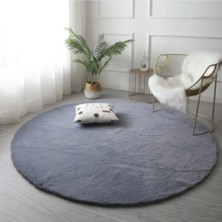 Saraz Halı Tavşan Tüyü Yuvarlak Peluş Antrasit