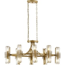 Avonni AV-1906-8E-YM Eskitme Kaplama Modern Avize E14 Metal Kristal H: 120 cm, WxD: 100x60 cm