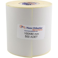 Hazır Etiketler Eko Termal Rulo Etiket 100MM x 80MM 500 Adet