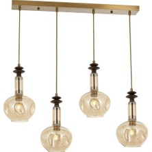 Avonni AV-1912-4EY Eskitme Kaplama Modern Avize E27 Metal Cam H: 90 cm, WxD: 80x12 cm