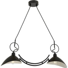 Avonni AV-9127-2Y-BSY Siyah Boya Modern Avize E27 Metal H: 80 cm, WxD: 78x20 cm