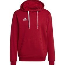 Adidas Entrada 22 Kapüşonlu Erkek Futbol Sweatshirt Kırmızı Desenli Rahat Kesim
