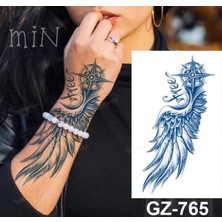 Tattoo 1 Ay Kalıcı Gerçekçi Geçici Pusula ve Kanat 12 Saat Sonra Kararan Geçici Dövme Tattoo