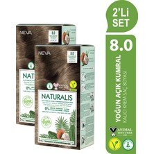 Neva NATURALIS (vegan) Amonyaksız 2'Lİ SET 8.0 YOĞUN AÇIK KUMRAL Kalıcı Krem Saç Boyası Seti