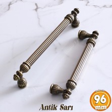 Badem10 Şah 96 mm Antik Sarı Kulp Metal Mobilya Dolap Çekmece Kapak Mutfak Kulpları Kulbu Dolabı Kulpu Metal