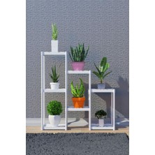 Armarks Işıl 7 Raflı Plastik Beyaz Saksılık Dekoratif Çiçeklik Saksı Standı 322_K_B