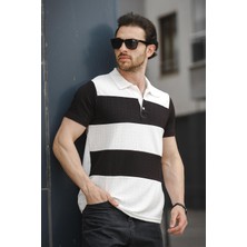 Oksit Ht 945026 Slim Fit Likralı Parçalı Polo Yaka Erkek Tshirt
