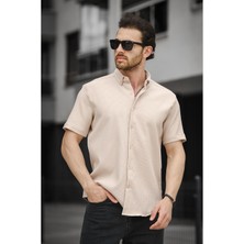 Oksit Trc 2808 Otoban Kumaş Slim Likralı Kısa Kol Erkek Gömlek