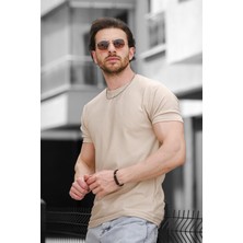Oksit Ft Kaplan Desenli Jakarlı Bisiklet Yaka Likralı Slim Fit Erkek Tshirt