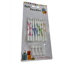 Kidspartim Happy Bırthday Baskılı Beyaz Mum 8 cm 8 Li