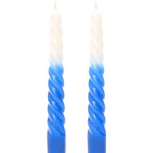 Missi 2li Degrade Saks Mavisi Burgulu Şamdan Mum