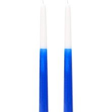 Missi 2li Degrade Saks Mavisi Konik Şamdan Mum Seti