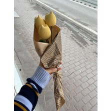 İzmit Çınar Kadın Kooperatifi Örgü Sarı 3'lü Lale Buketi,sarı Lale,örgü Çiçek Buketi,anneye,sevgiliye,öğretmene Hediye