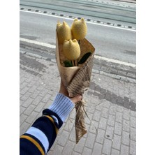 İzmit Çınar Kadın Kooperatifi Örgü Sarı 3'lü Lale Buketi,sarı Lale,örgü Çiçek Buketi,anneye,sevgiliye,öğretmene Hediye