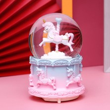 Keyfim Shop Atlı Karınca Orta Boy Püskürtmeli  Işıklı Müzikli Kar Küresi