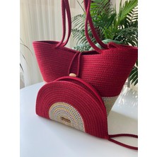 Sevim Ağ Nev Design 2'li Plaj Çantası & D Clutch Çanta