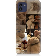 Teknomeg Samsung Galaxy A03 Uyumlu Sevgili Aşık Ayılar Desenli Silikon Kılıf