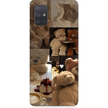 Teknomeg Samsung Galaxy A71 Uyumlu Sevgili Aşık Ayılar Desenli Silikon Kılıf