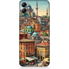 Teknomeg Samsung Galaxy A04E Uyumlu Eski Cami ve Mahalle Desenli Silikon Kılıf