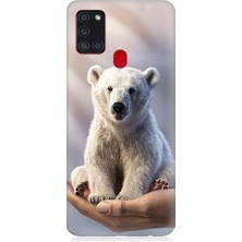 Teknomeg Samsung Galaxy A21S Uyumlu Sevimli Kutup Ayısı  Desenli Silikon Kılıf
