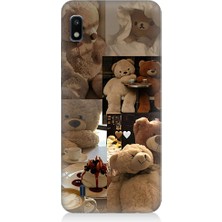 Teknomeg Samsung Galaxy A10 Uyumlu Sevgili Aşık Ayılar Desenli Silikon Kılıf