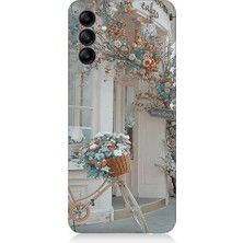 Teknomeg Samsung Galaxy A15 Uyumlu Çiçekli Bisiklet Desenli Silikon Kılıf