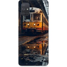 Teknomeg Samsung Galaxy A51 Uyumlu Eski  Metro Istasyonu ve Tren Desenli Silikon Kılıf