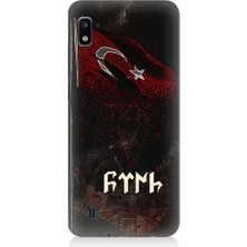 Teknomeg Samsung Galaxy A10 Uyumlu Bayrak ve Göktürkçe Türk Desenli Silikon Kılıf