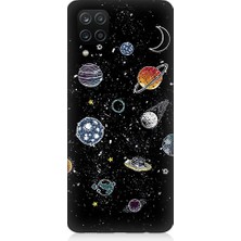 Teknomeg Samsung Galaxy A12 Uyumlu Gezegenler ve Güneş Sistemi Desenli Silikon Kılıf