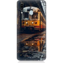Teknomeg Samsung Galaxy A30 Uyumlu Eski Sarı Tren Desenli Silikon Kılıf
