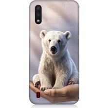 Teknomeg Samsung Galaxy A01 Uyumlu Sevimli Kutup Ayısı  Desenli Silikon Kılıf