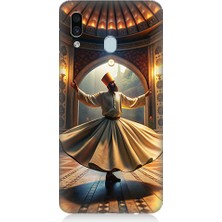 Teknomeg Samsung Galaxy A20 Uyumlu Mevlevi Semazen Desenli Silikon Kılıf