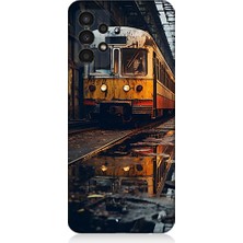 Teknomeg Samsung Galaxy A13 Uyumlu Eski  Metro Istasyonu ve Tren Desenli Silikon Kılıf