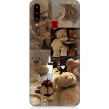 Teknomeg Samsung Galaxy A20S Uyumlu Sevgili Aşık Ayılar Desenli Silikon Kılıf