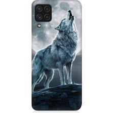 Teknomeg Samsung Galaxy A22 Uyumlu Kurt ve Dolunay Desenli Silikon Kılıf