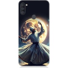 Teknomeg Samsung Galaxy A11 Uyumlu Semazen ve Ay Desenli Silikon Kılıf
