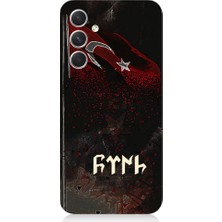 Teknomeg Samsung Galaxy A24 Uyumlu Bayrak ve Göktürkçe Türk Desenli Silikon Kılıf